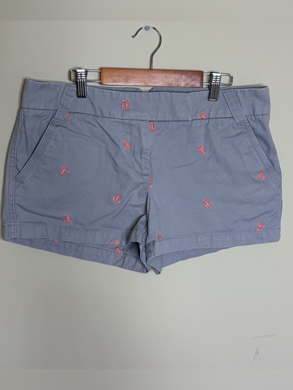 J Crew Broken In Chino Shorts with Pink Embroidered Lobsters 10